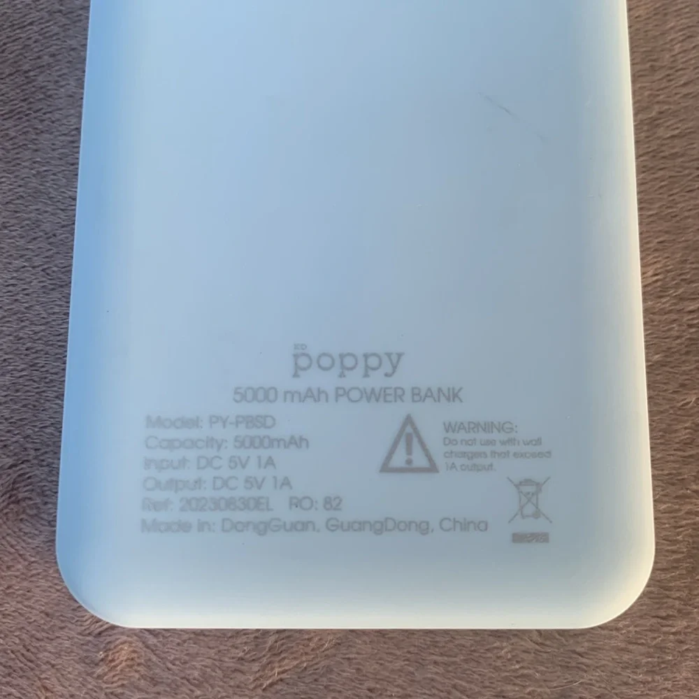 Light Blue Portable Charger with Cable